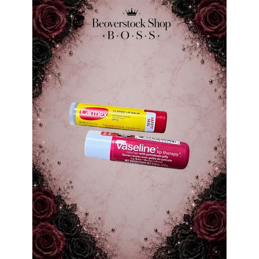 New Carmex Classic Lip Balm SPF 15 & Vaseline Rosy Lips Lip Therapy 2-Piece Bund